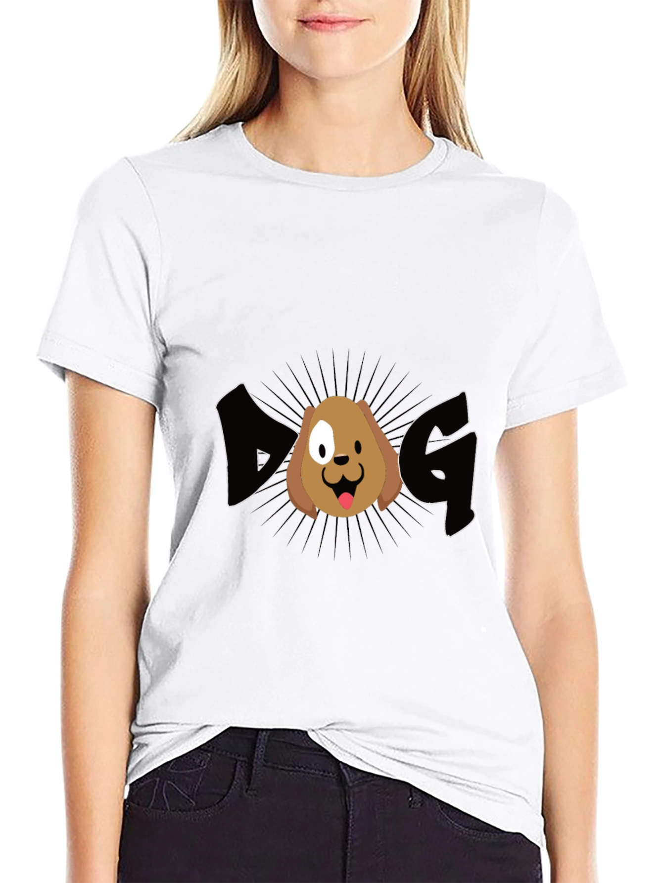 Dog Graphic Tee - Black Cotton Casual T-Shirt