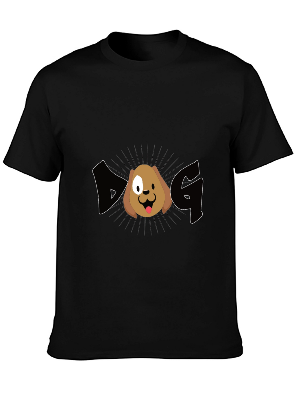 Dog Graphic Tee - Black Cotton Casual T-Shirt