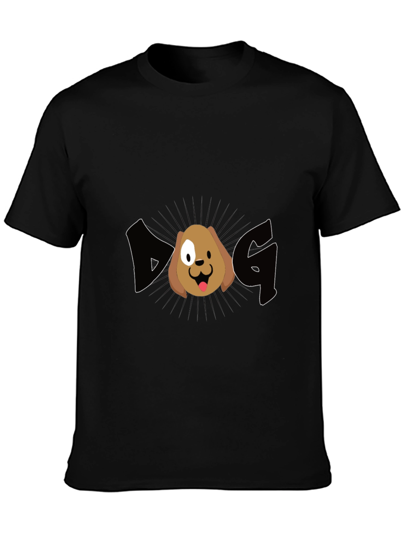Dog Graphic Tee - Black Cotton Casual T-Shirt