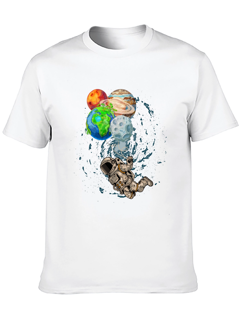 Astronaut Planets Graphic Print T-Shirt