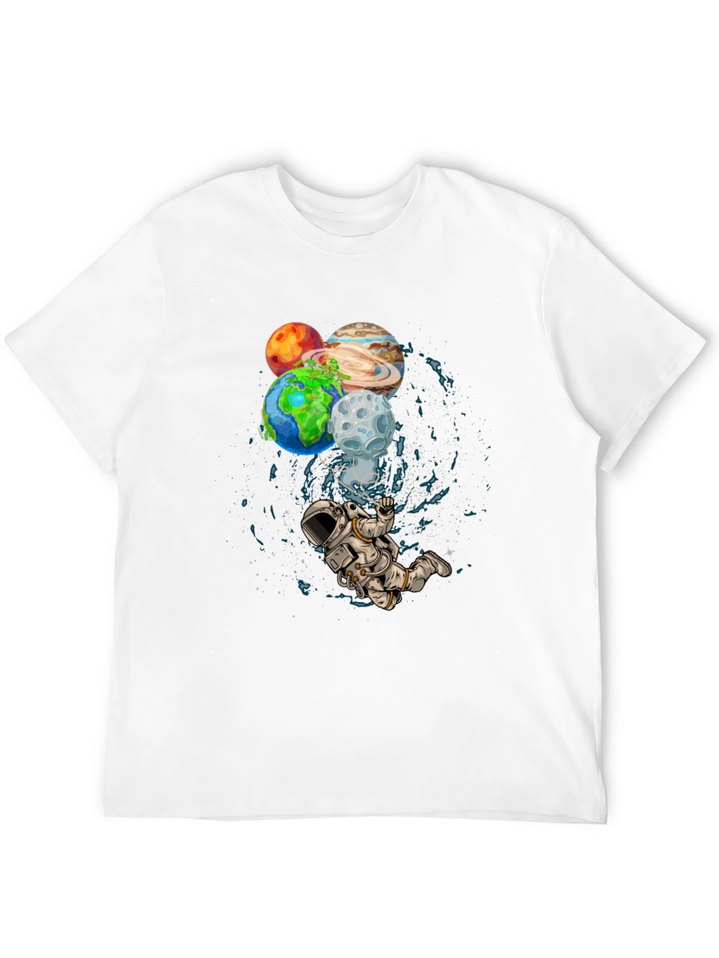 Astronaut Planets Graphic Print T-Shirt