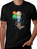 Astronaut Planets Graphic Print T-Shirt