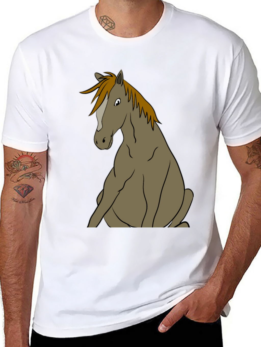Funny Horse T-Shirt Sitting Horse Graphic Tee