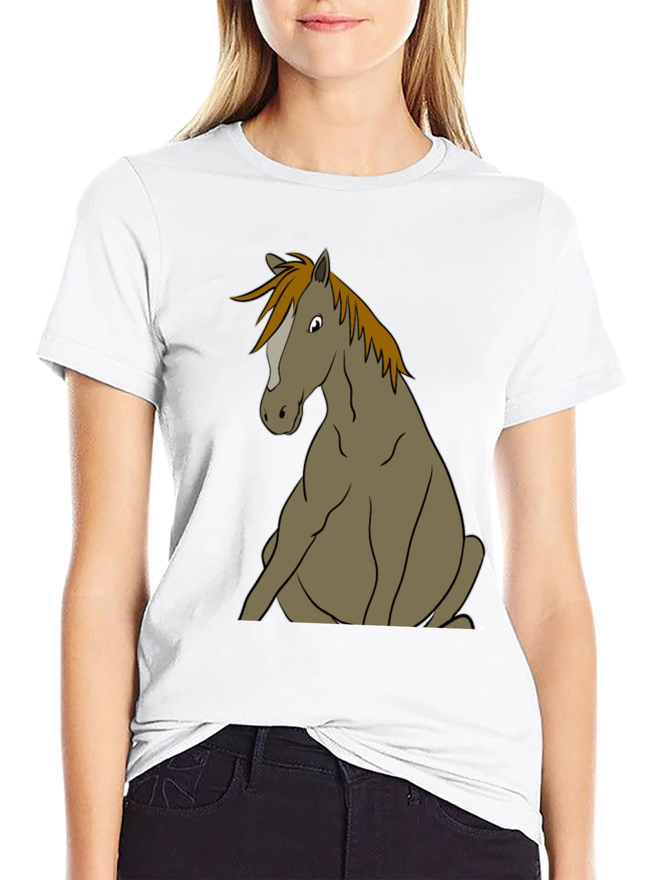 Funny Horse T-Shirt Sitting Horse Graphic Tee