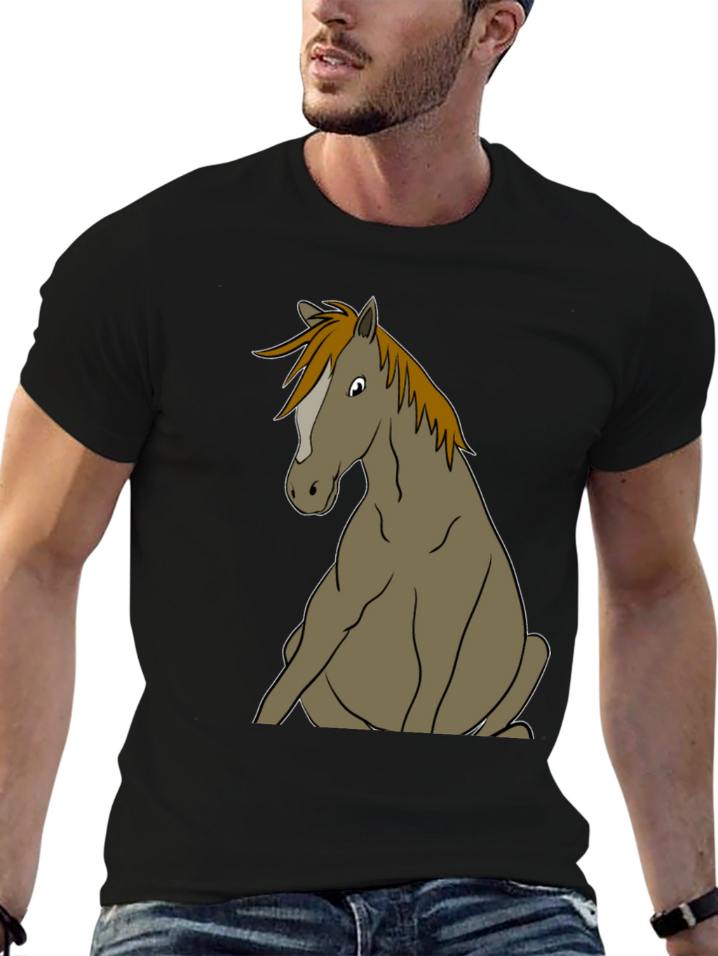 Funny Horse T-Shirt Sitting Horse Graphic Tee