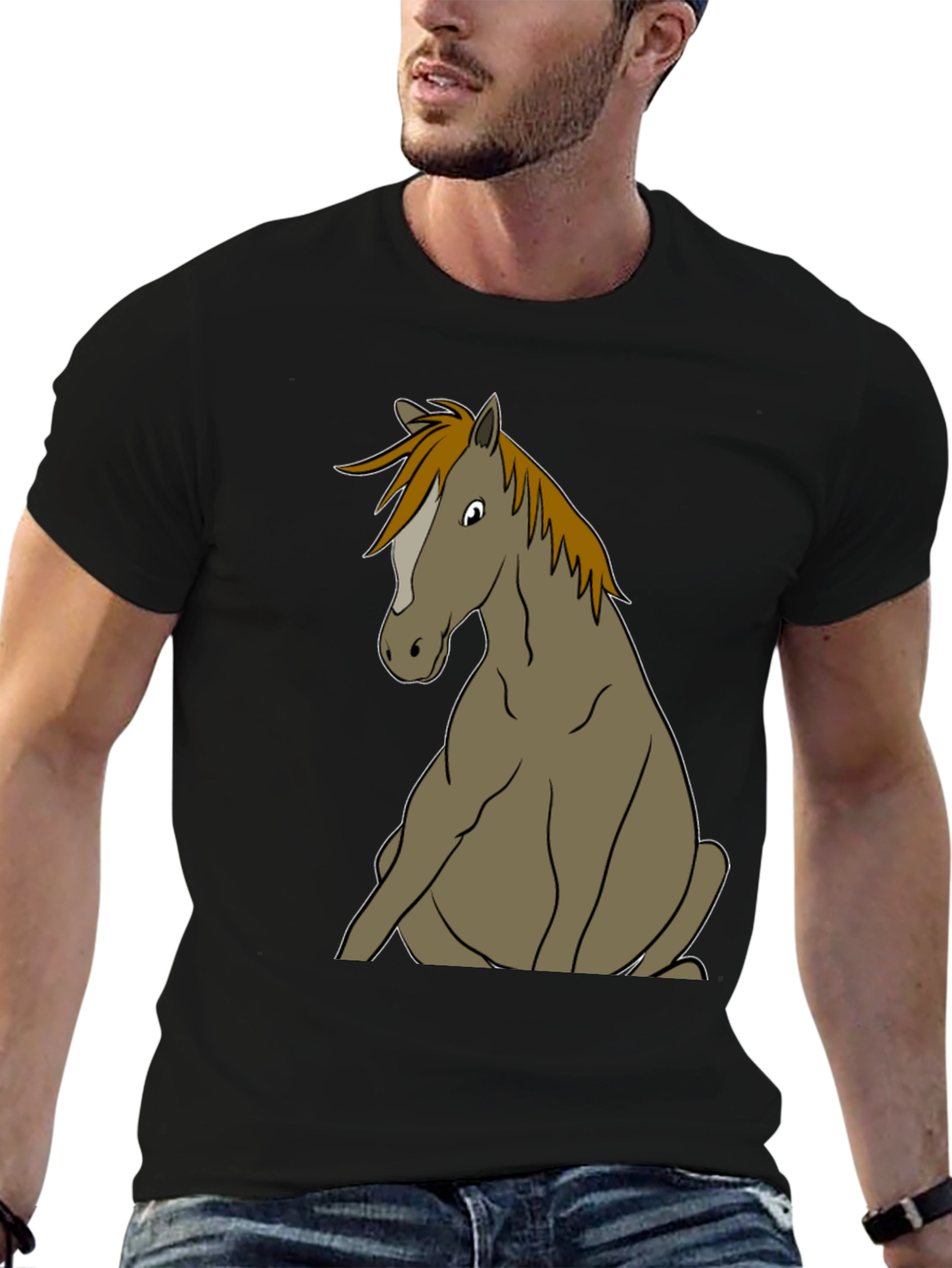 Funny Horse T-Shirt Sitting Horse Graphic Tee