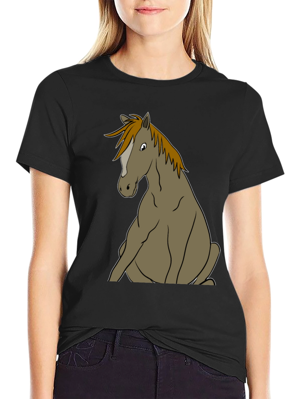 Funny Horse T-Shirt Sitting Horse Graphic Tee
