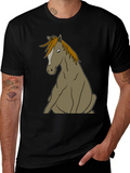 Funny Horse T-Shirt Sitting Horse Graphic Tee