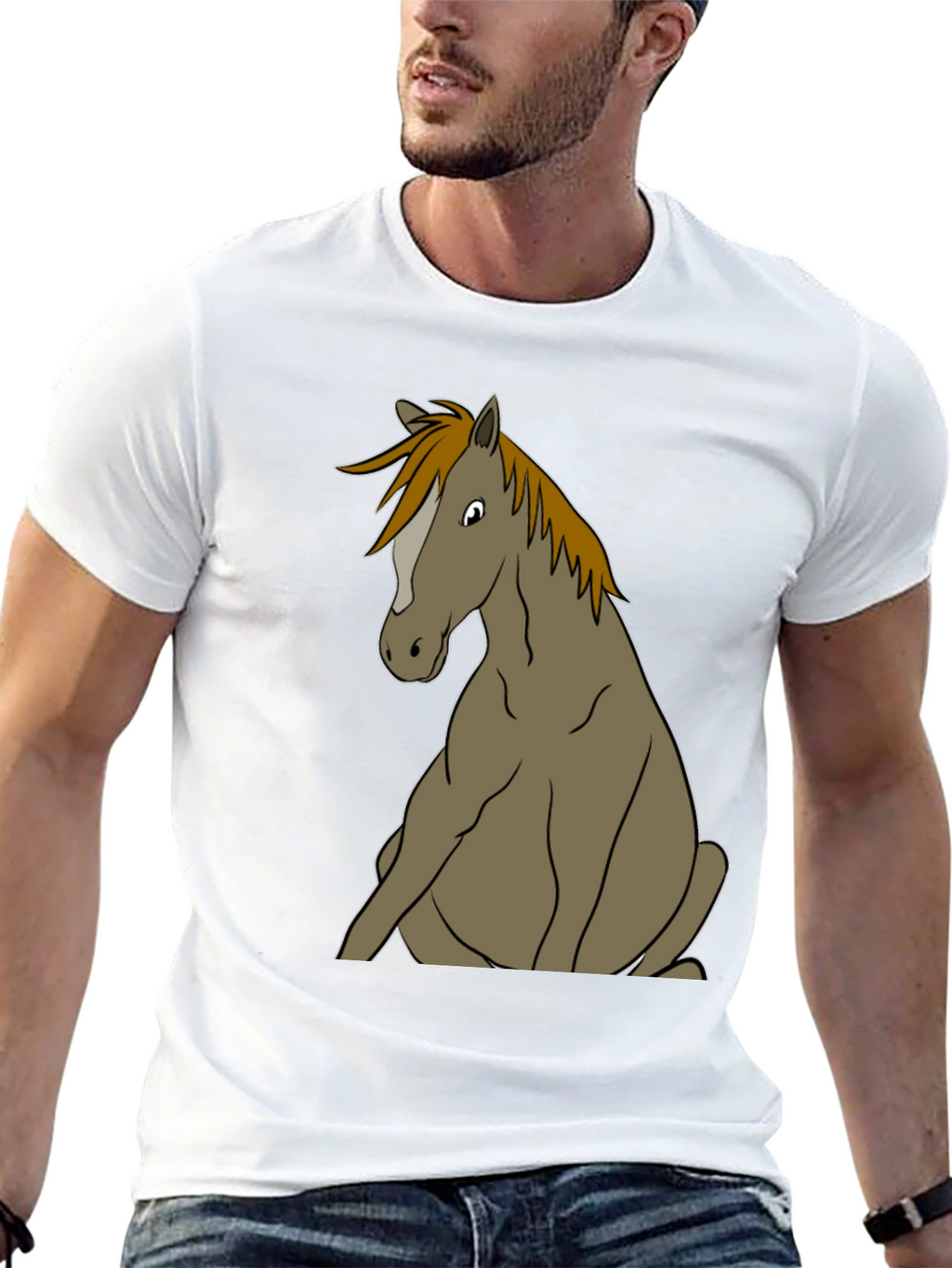 Funny Horse T-Shirt Sitting Horse Graphic Tee