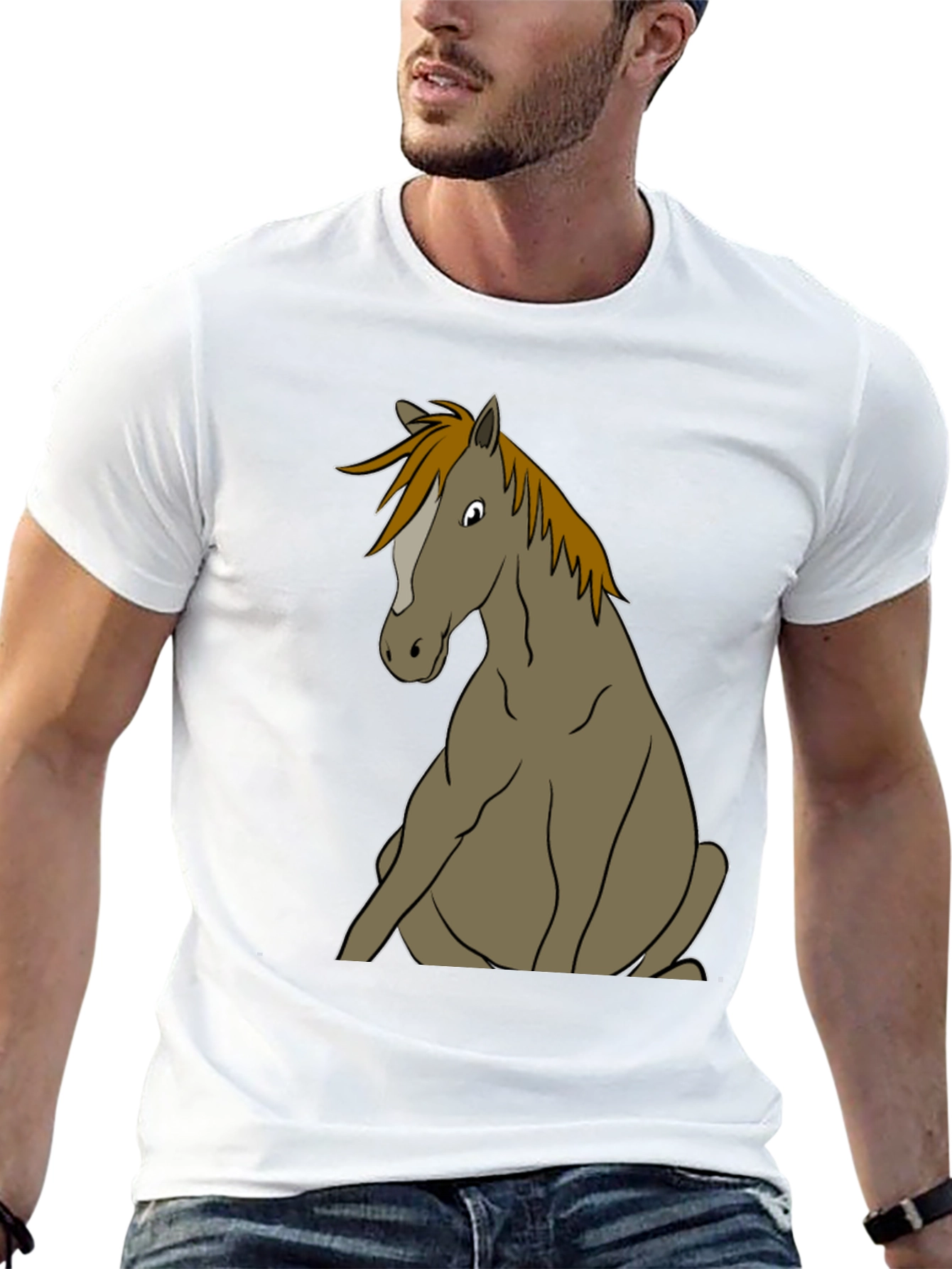 Funny Horse T-Shirt Sitting Horse Graphic Tee