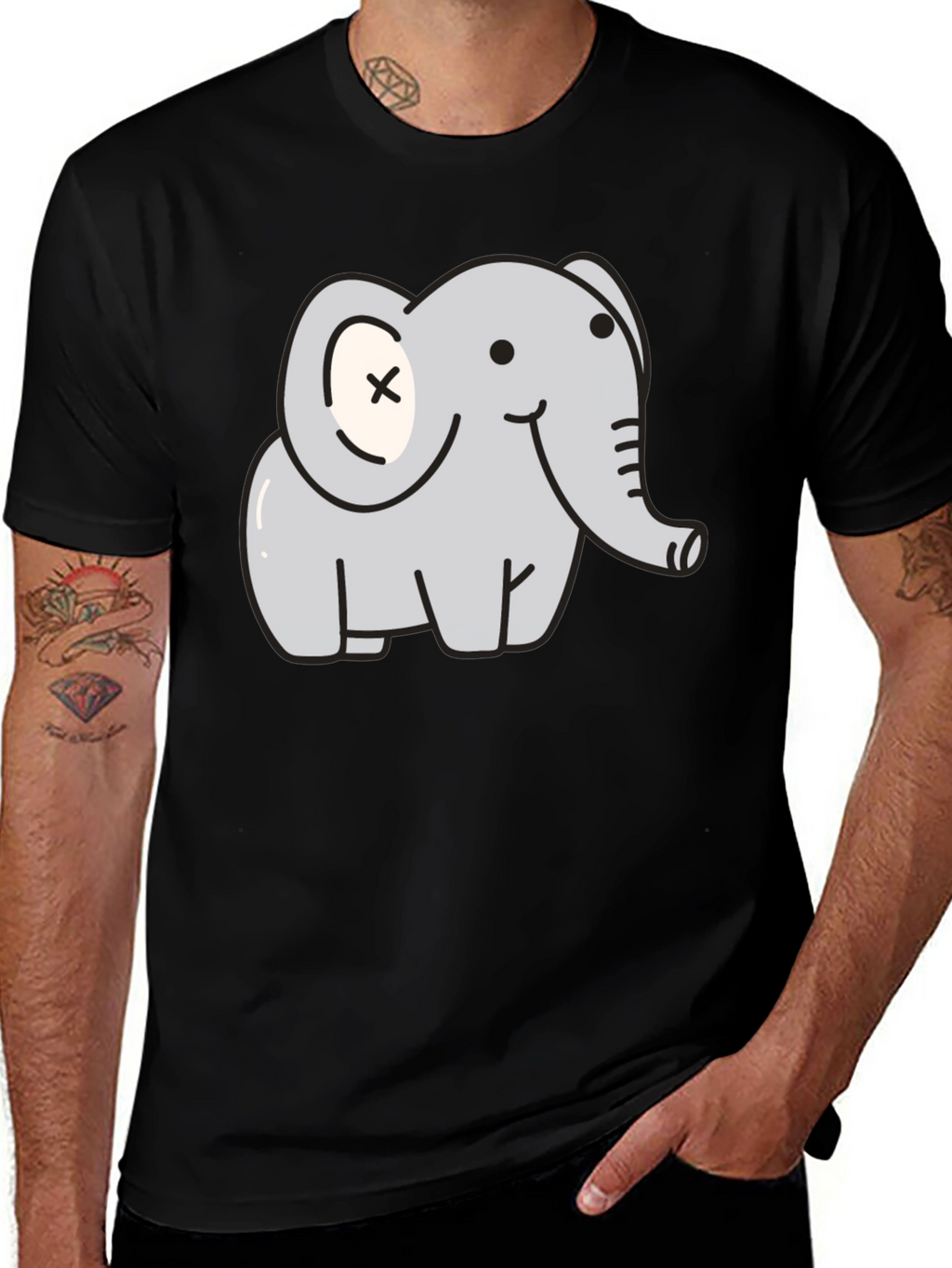 Cute Elephant Graphic T-Shirt - Unisex Black Tee