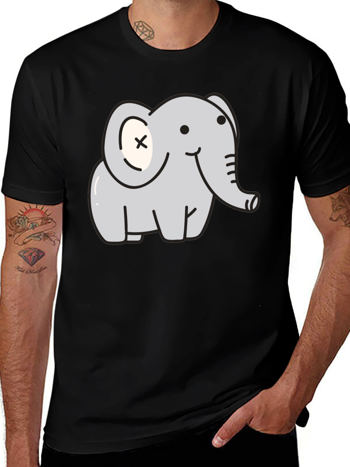 Cute Elephant Graphic T-Shirt - Unisex Black Tee