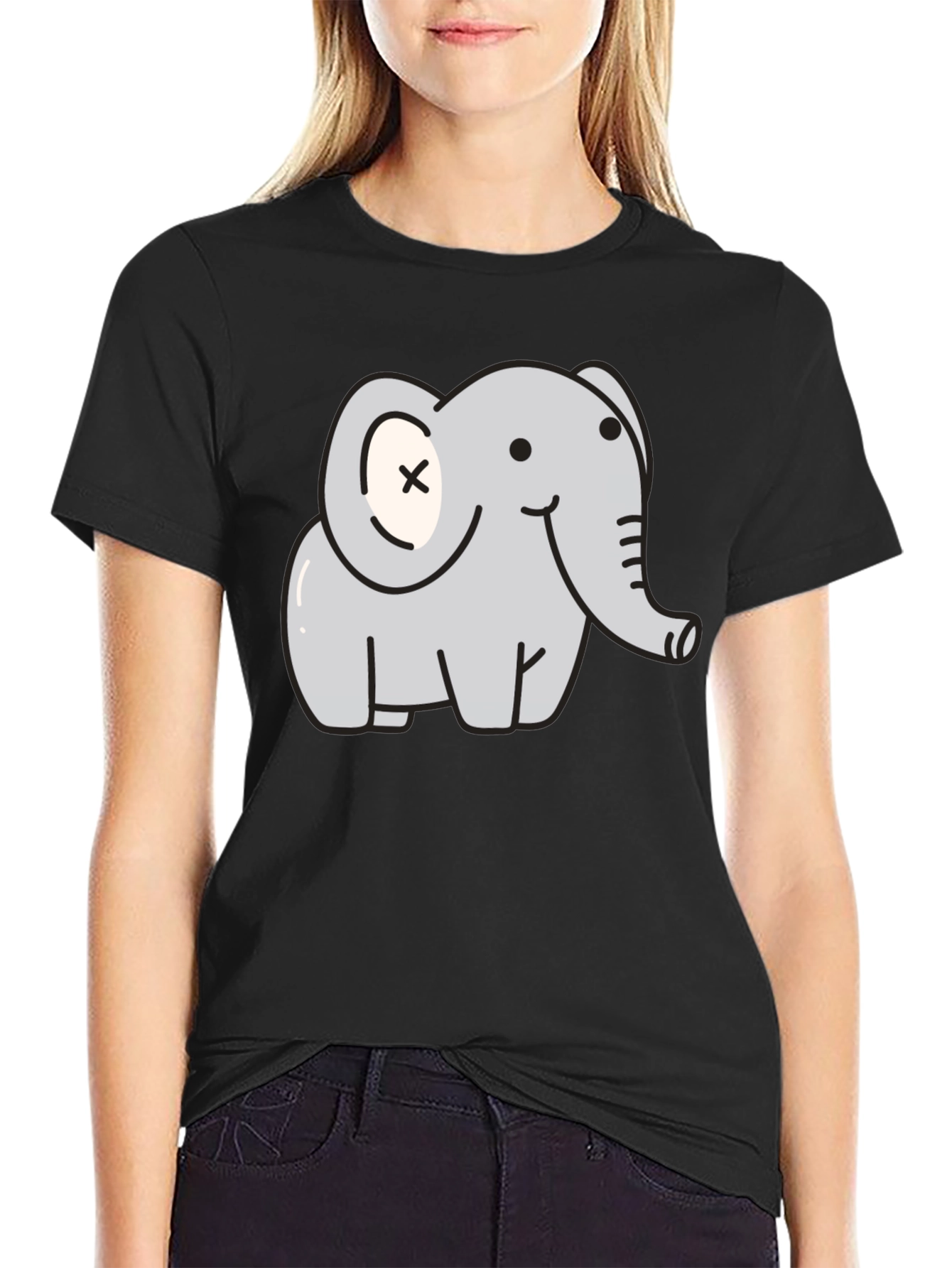 Cute Elephant Graphic T-Shirt - Unisex Black Tee