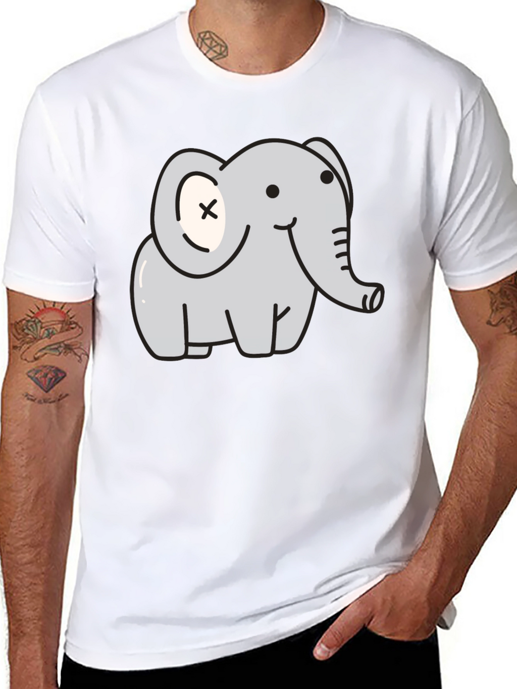 Cute Elephant Graphic T-Shirt - Unisex Black Tee