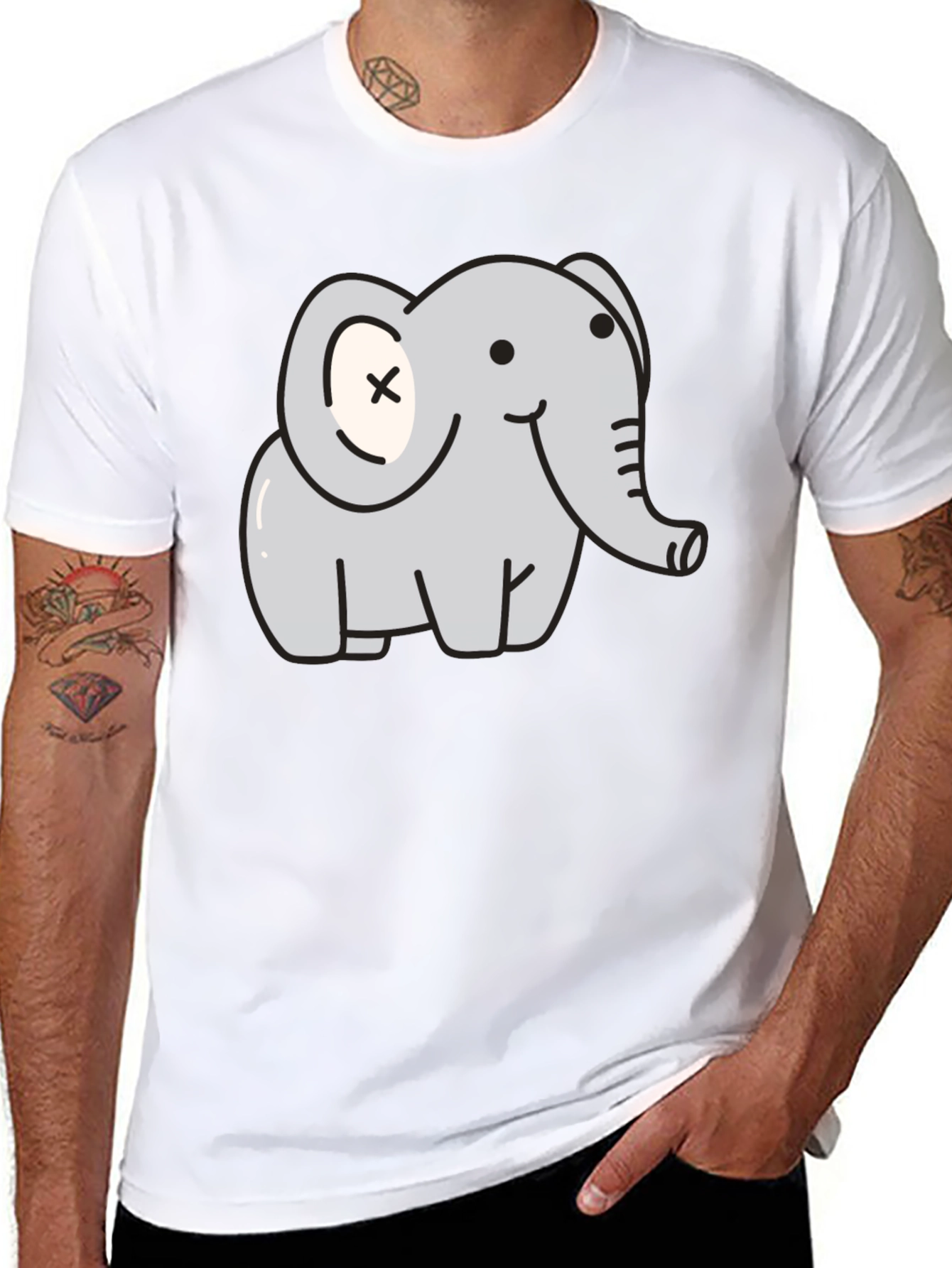 Cute Elephant Graphic T-Shirt - Unisex Black Tee