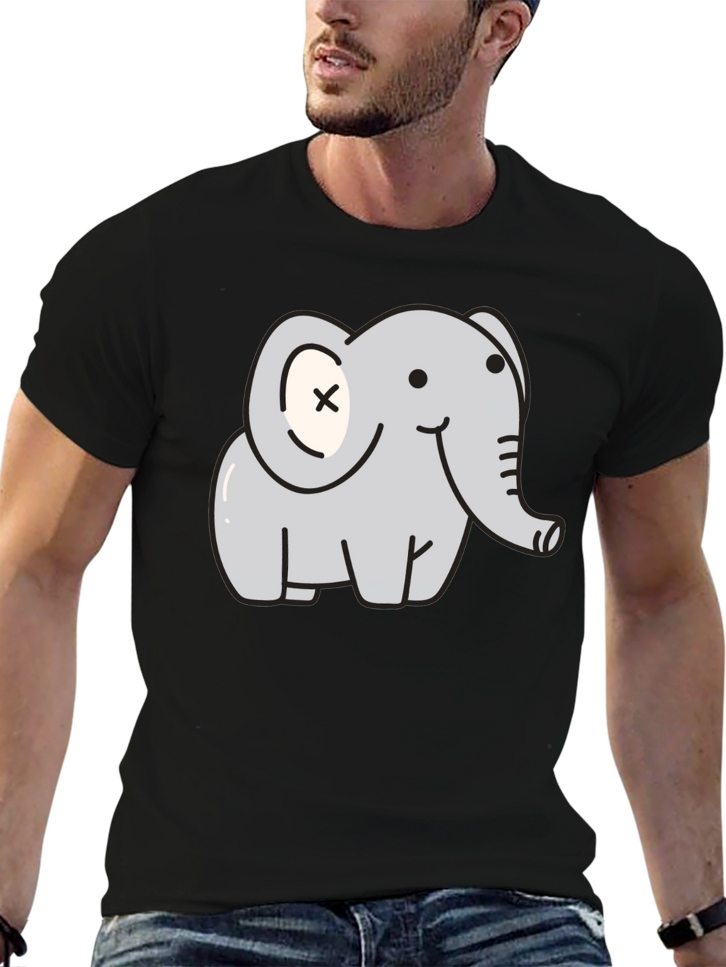 Cute Elephant Graphic T-Shirt - Unisex Black Tee