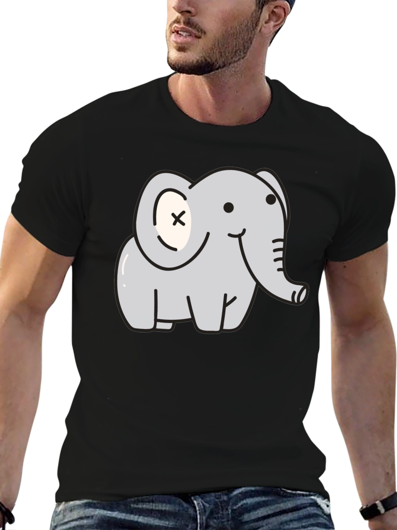 Cute Elephant Graphic T-Shirt - Unisex Black Tee