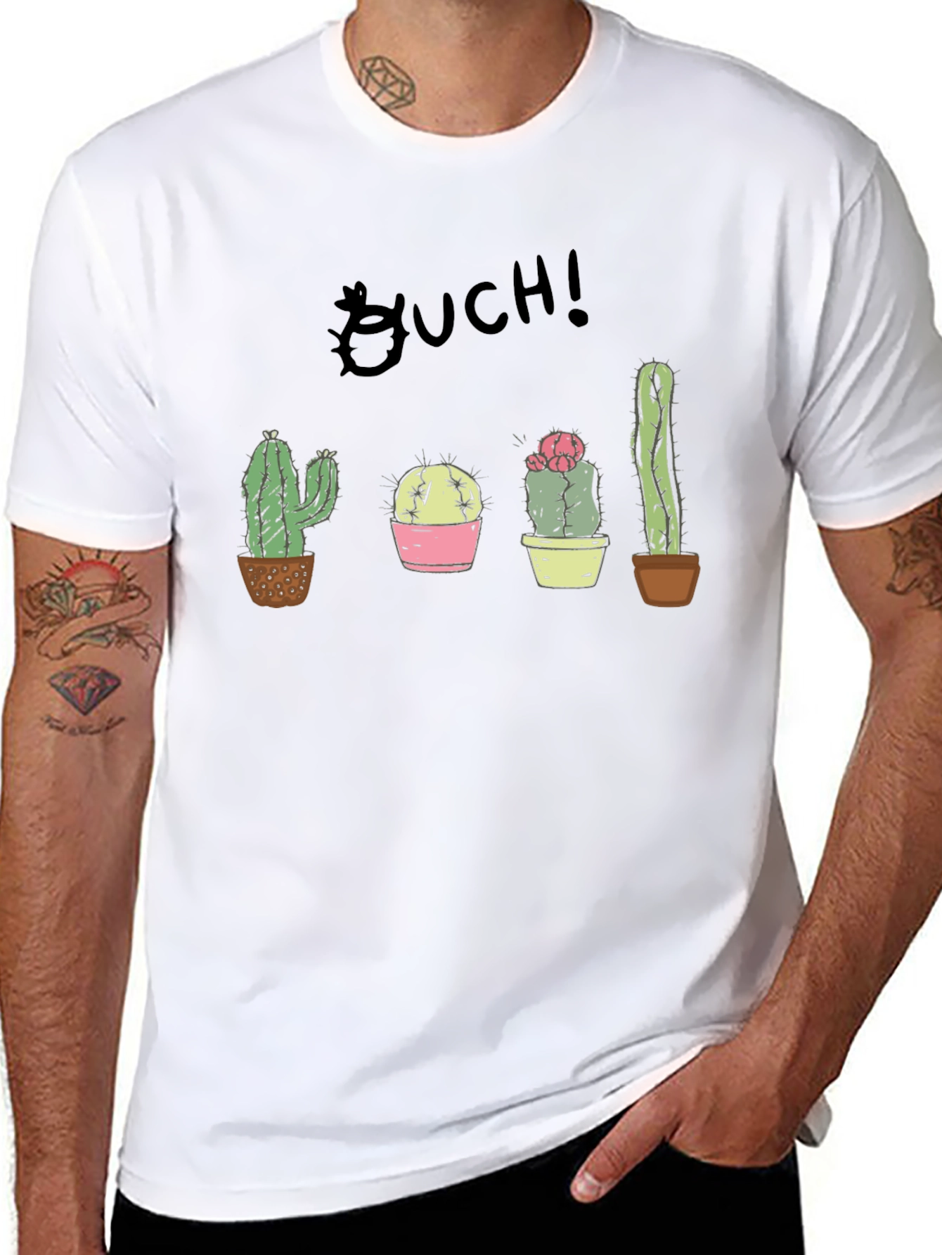 Ouch! Cactus Graphic Black T-Shirt