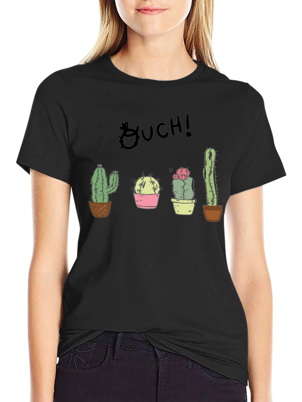 Ouch! Cactus Graphic Black T-Shirt