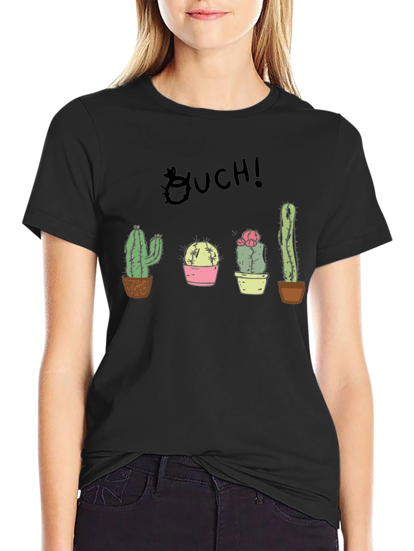 Ouch! Cactus Graphic Black T-Shirt