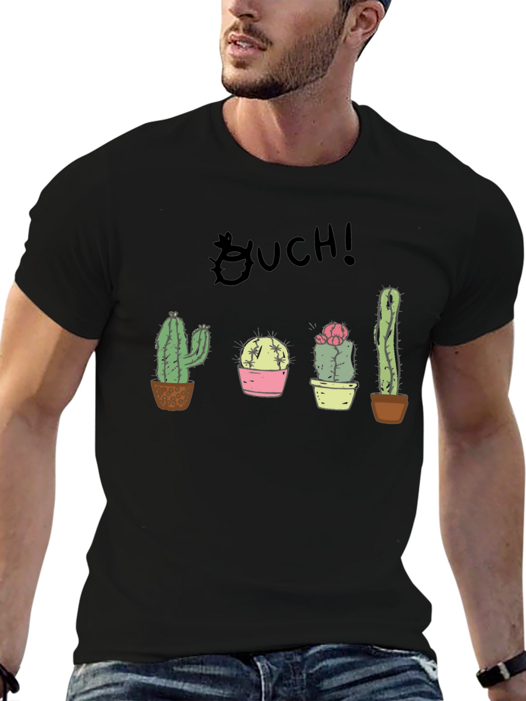Ouch! Cactus Graphic Black T-Shirt
