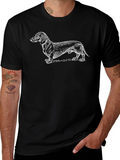 Dachshund Dog Graphic T-Shirt - Black Cotton Tee