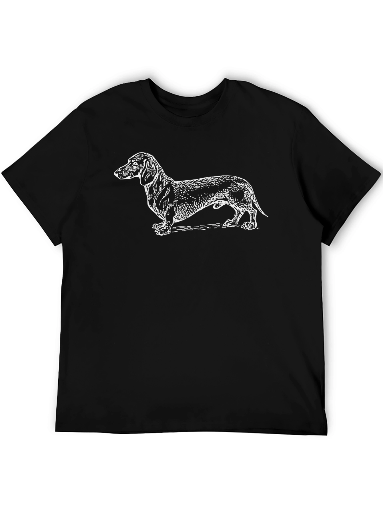 Dachshund Dog Graphic T-Shirt - Black Cotton Tee
