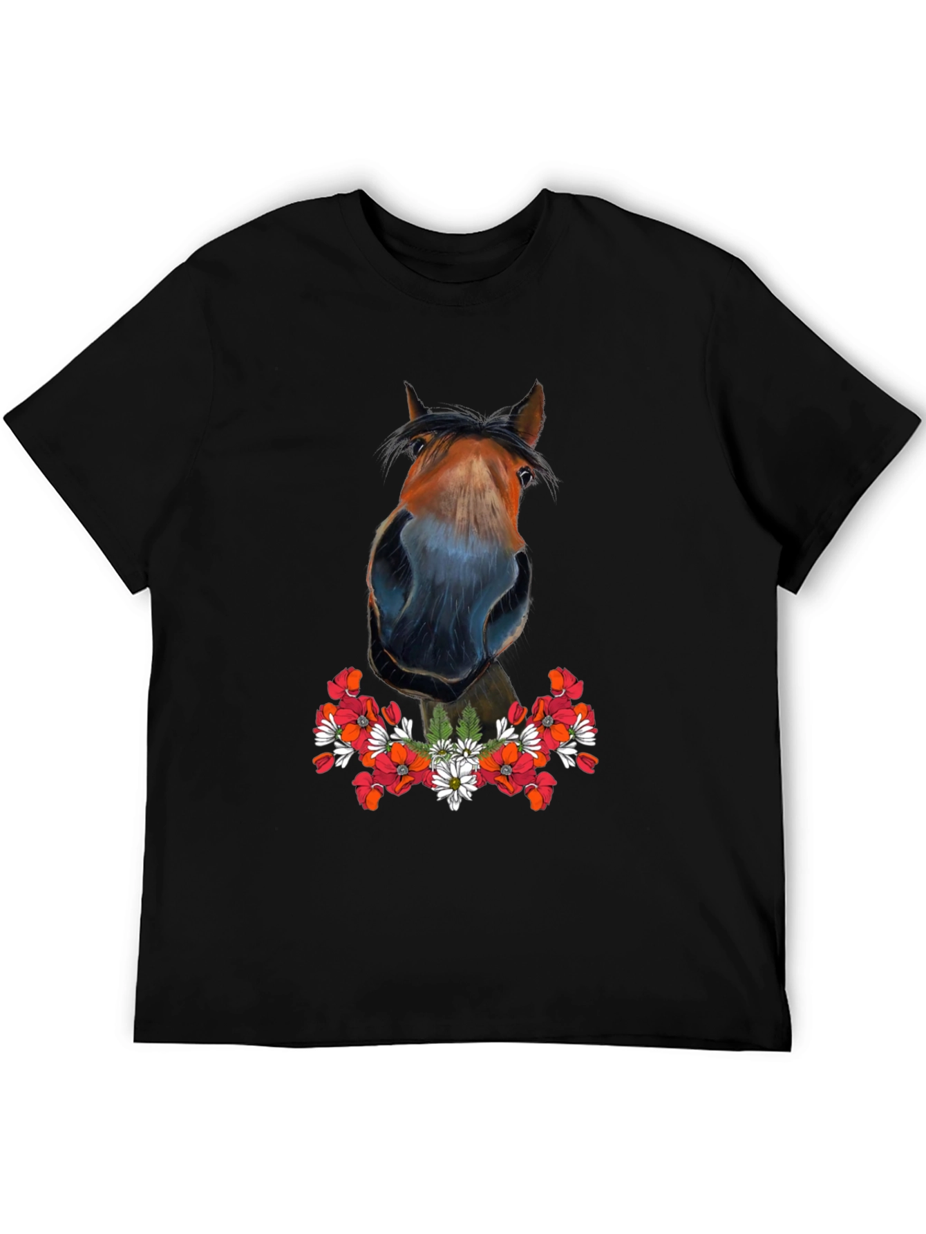 Horse Floral T-Shirt - Mens Graphic Tee