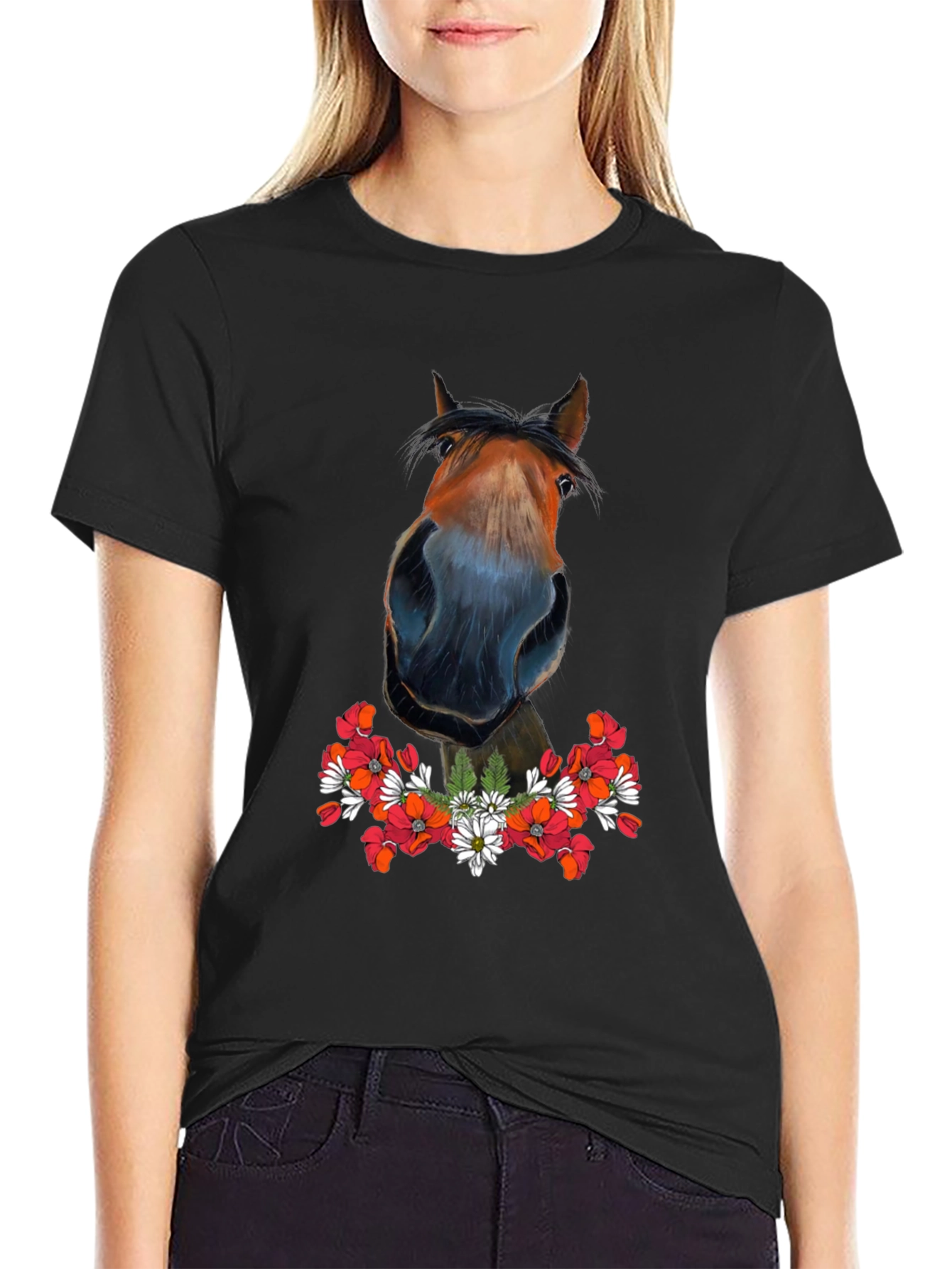 Horse Floral T-Shirt - Mens Graphic Tee