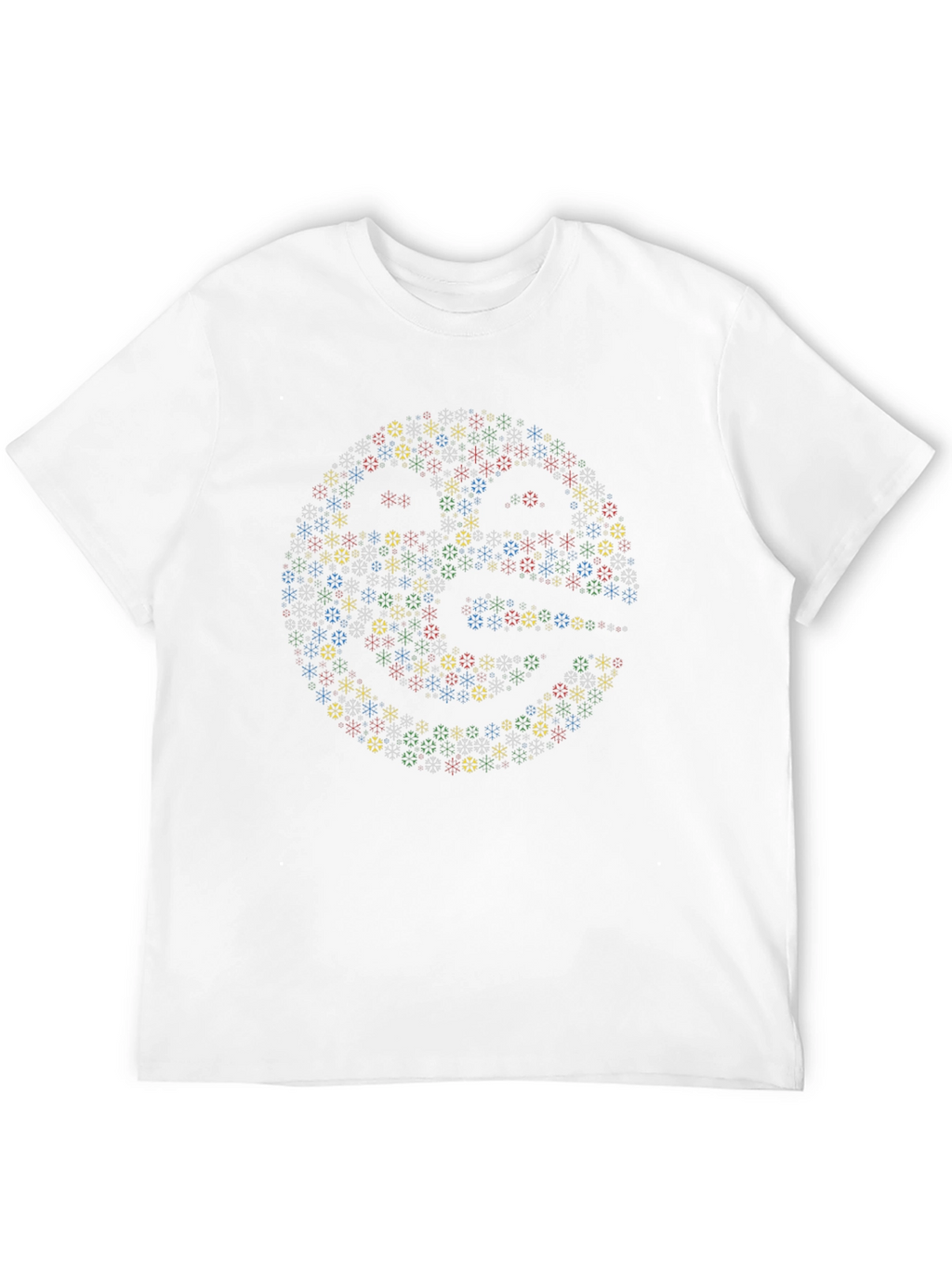 Abstract Snowflake Pattern Graphic Tee - Black Cotton