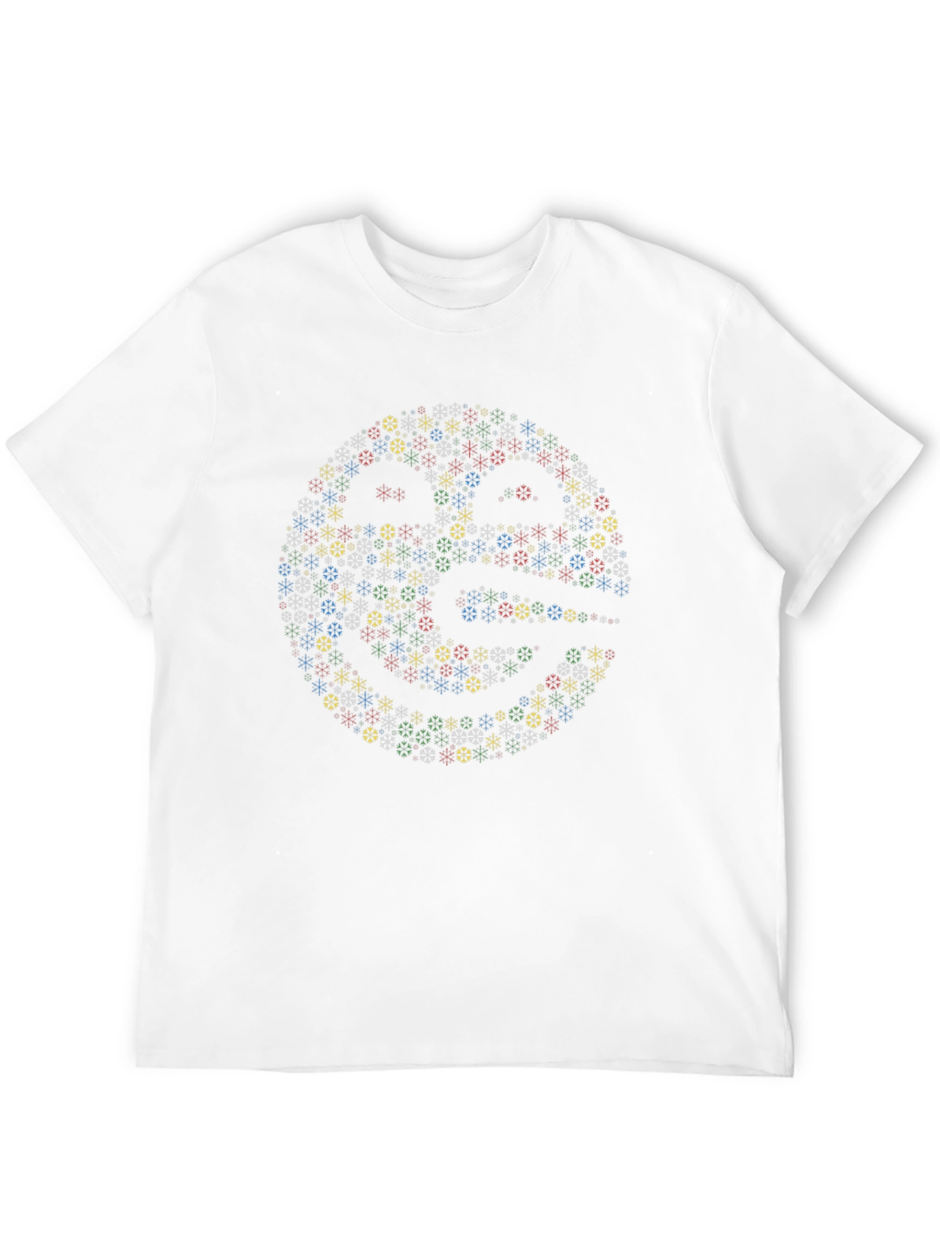 Abstract Snowflake Pattern Graphic Tee - Black Cotton