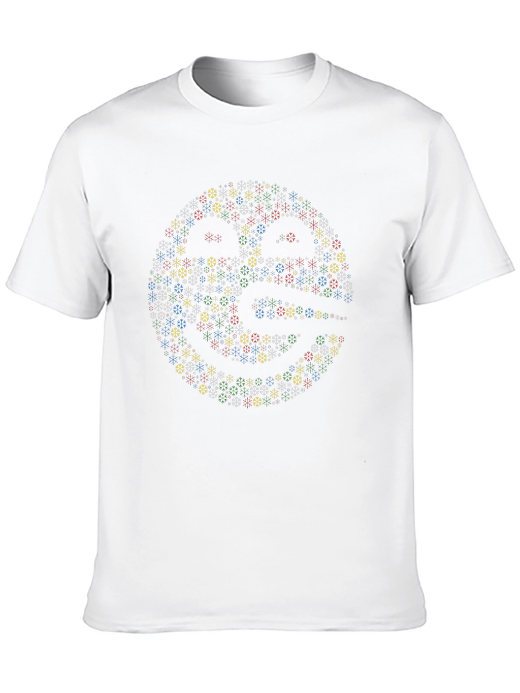 Abstract Snowflake Pattern Graphic Tee - Black Cotton