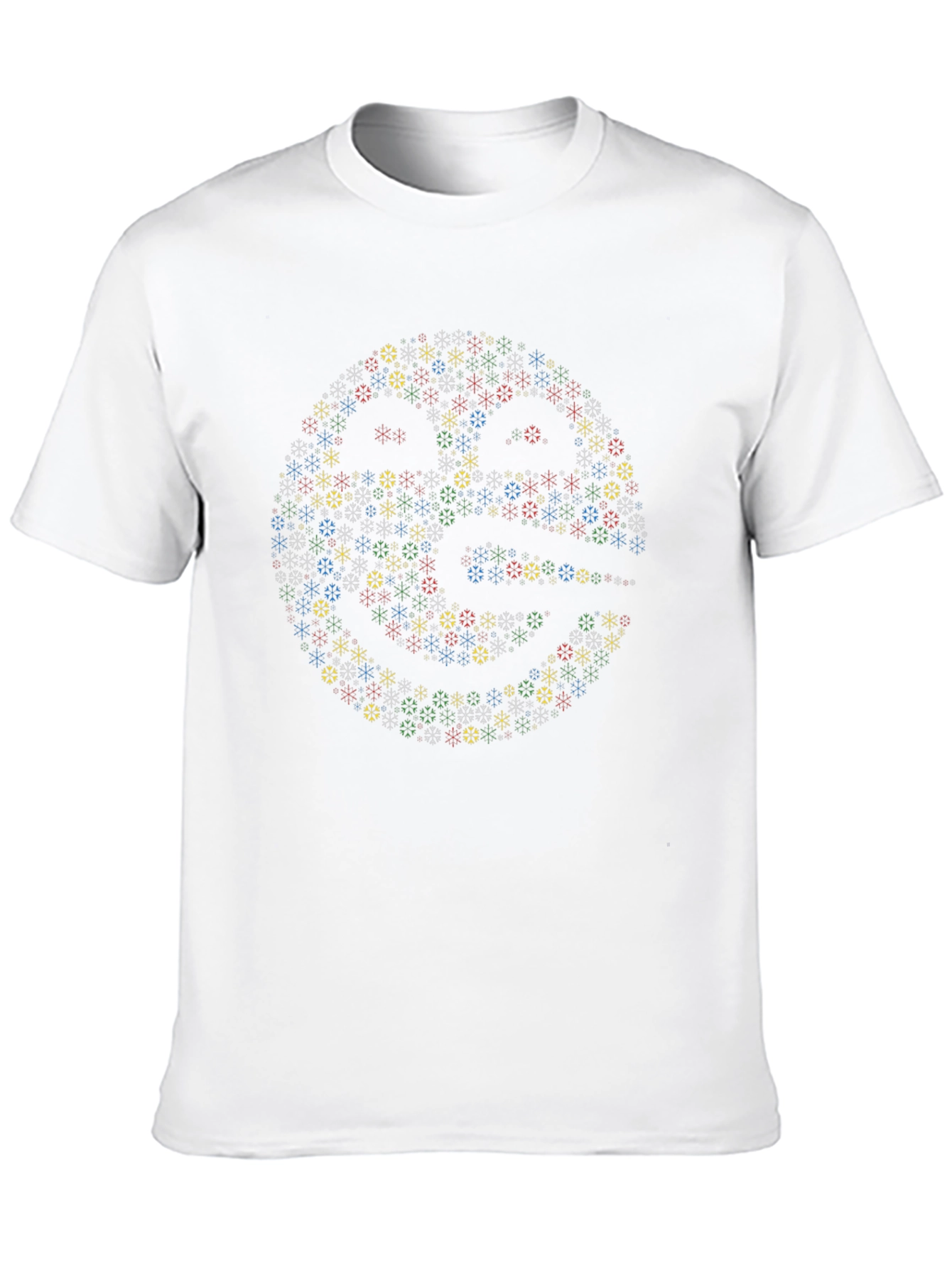 Abstract Snowflake Pattern Graphic Tee - Black Cotton