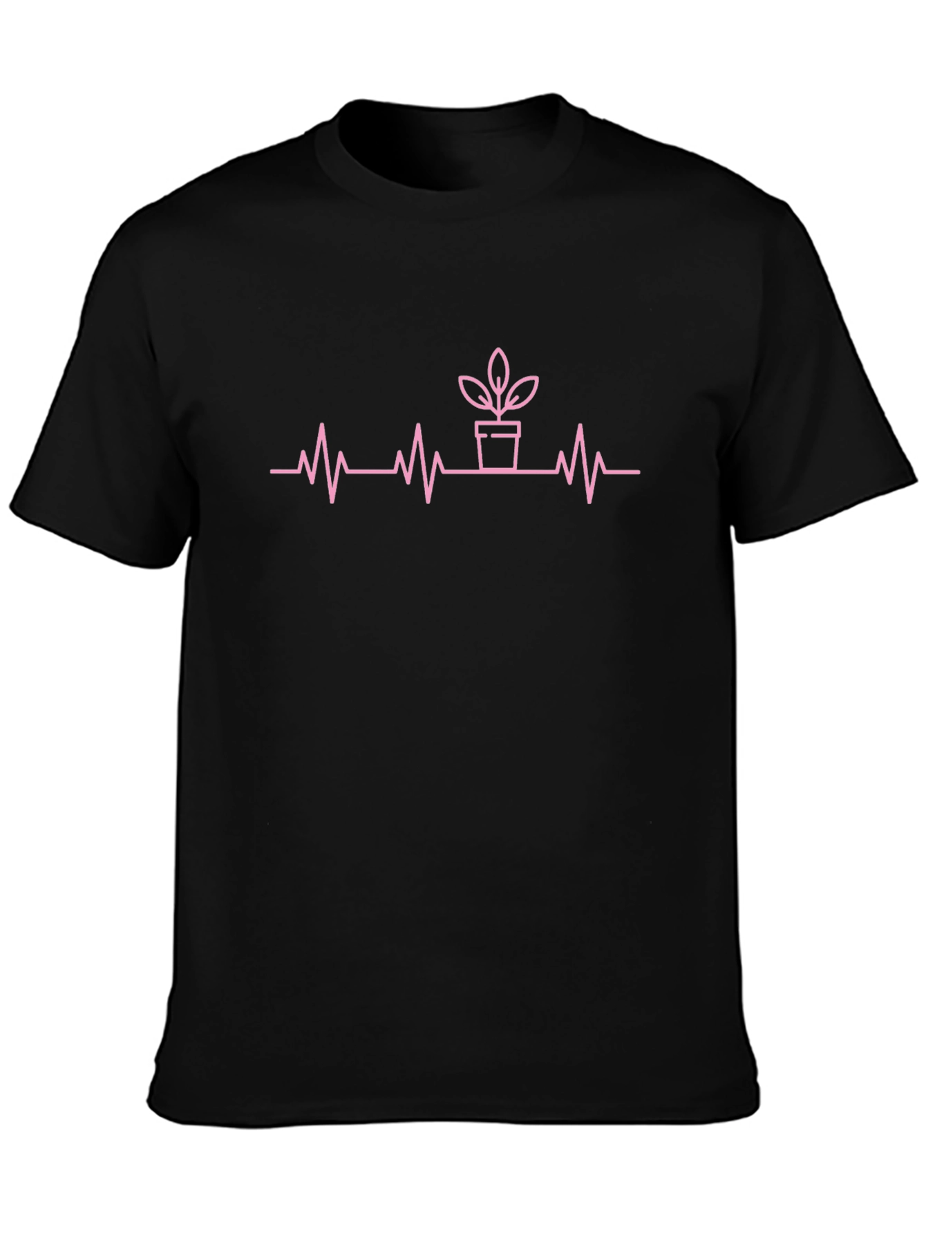 Plant Lover Heartbeat Tee - Black Cotton T-Shirt