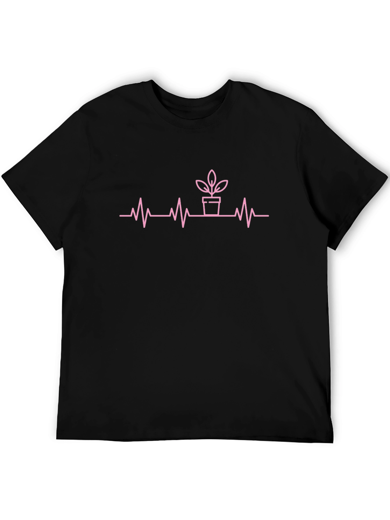 Plant Lover Heartbeat Tee - Black Cotton T-Shirt
