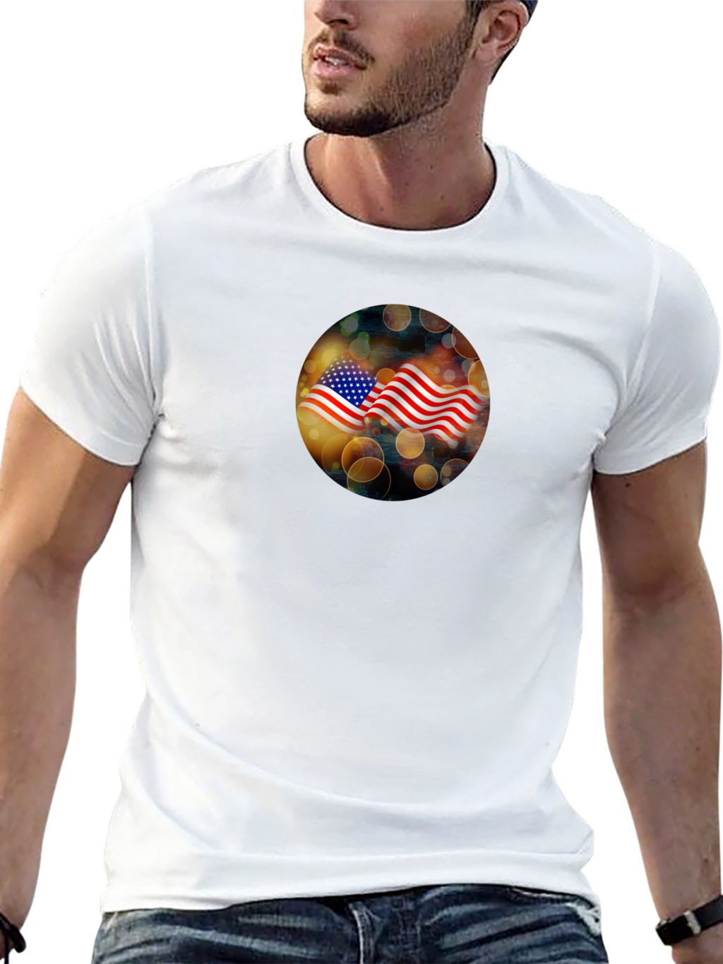 USA Flag Graphic Black T-Shirt