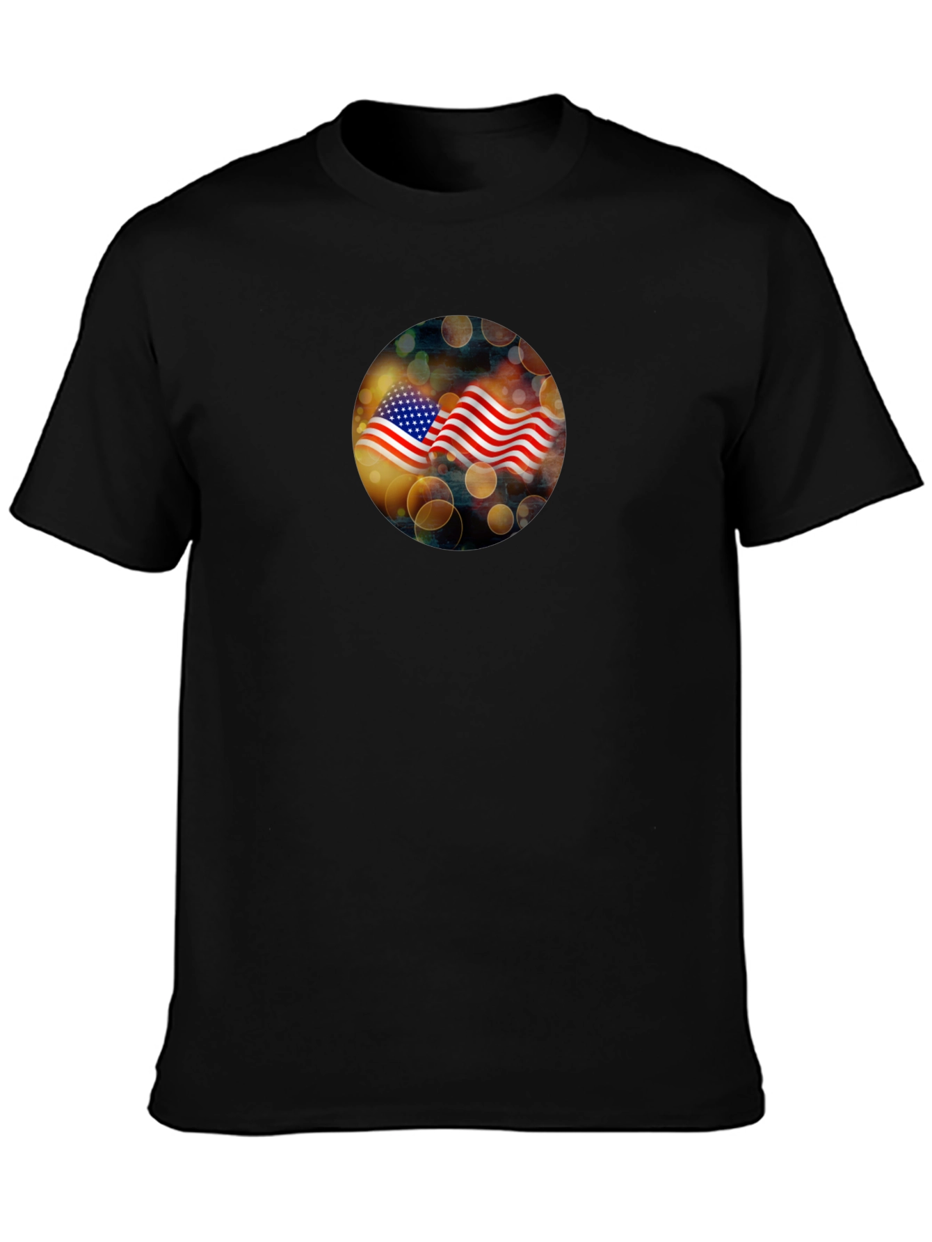 USA Flag Graphic Black T-Shirt