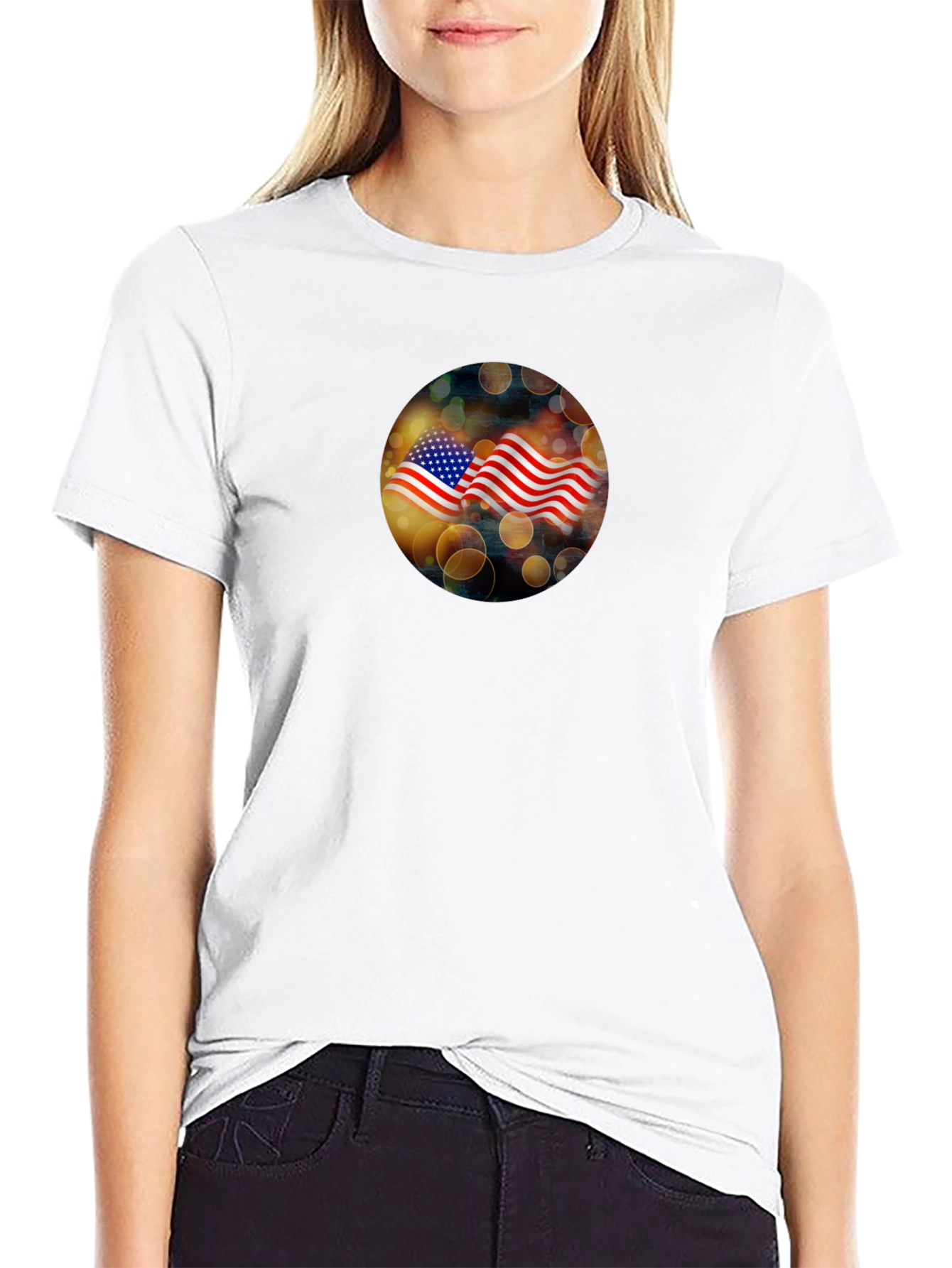 USA Flag Graphic Black T-Shirt