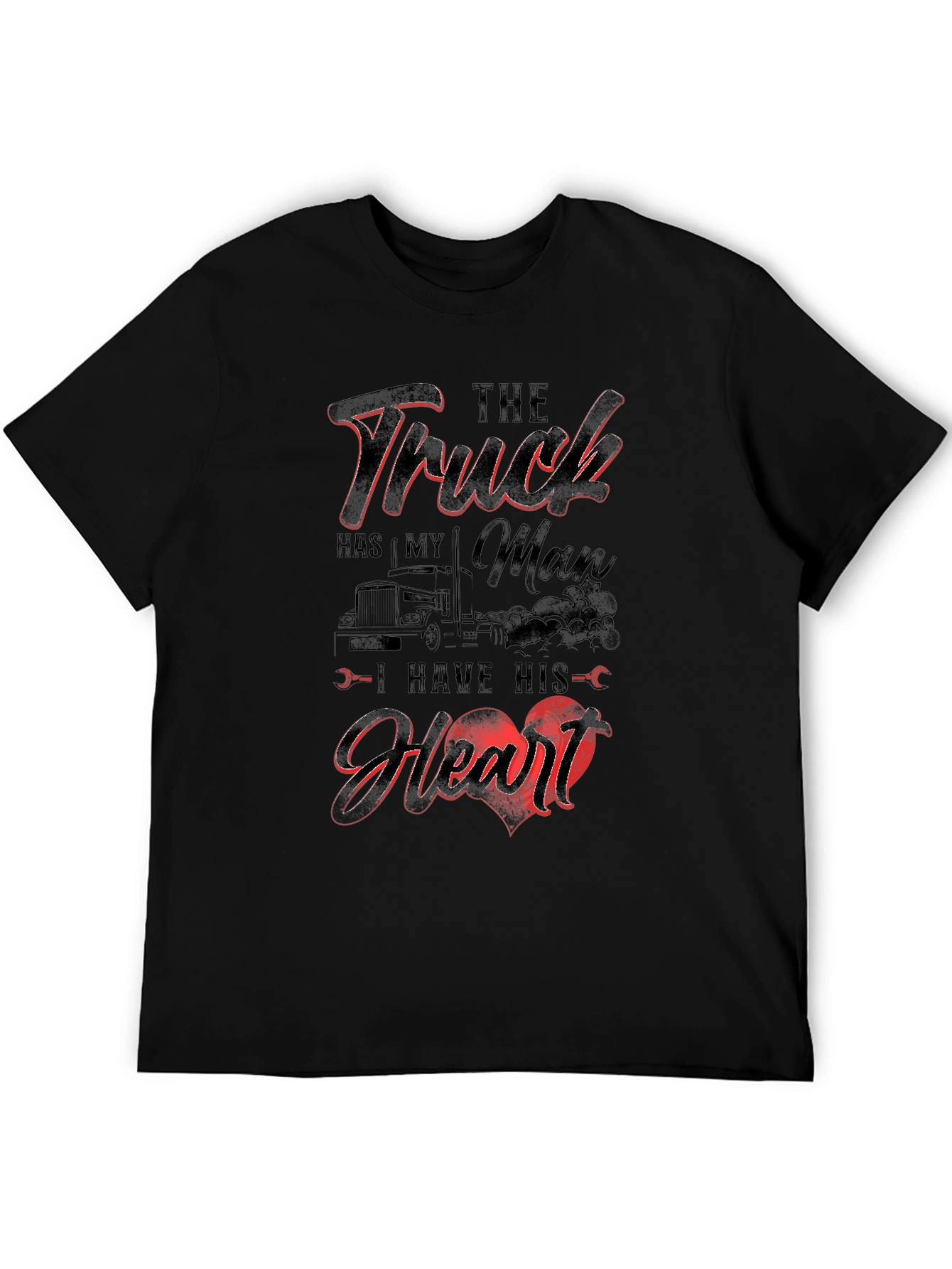 Truckers Man Heart Black T-Shirt