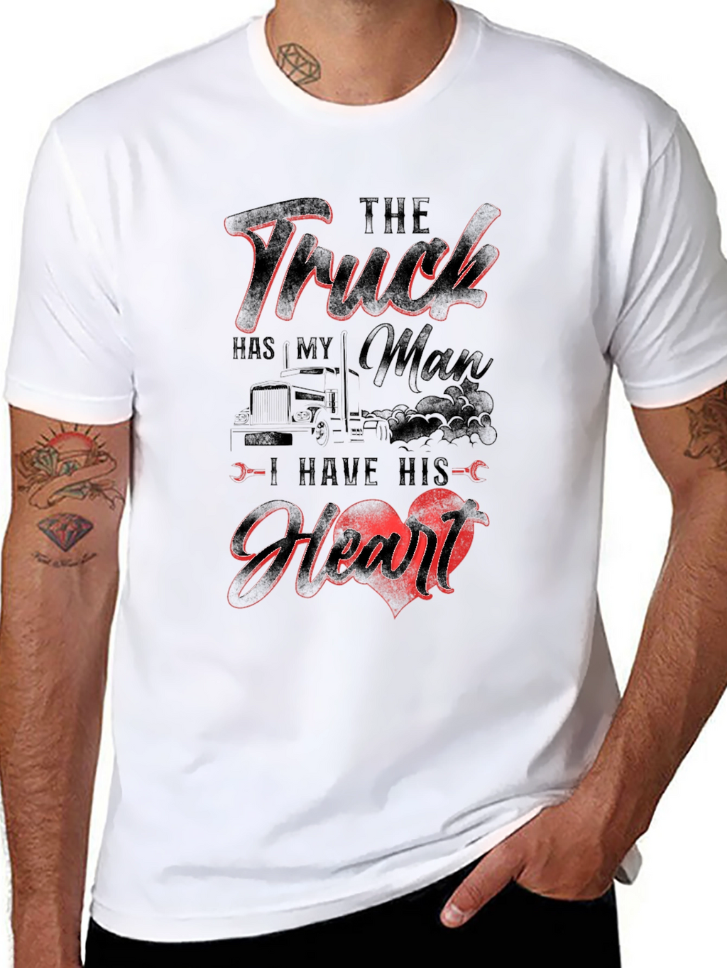 Truckers Man Heart Black T-Shirt