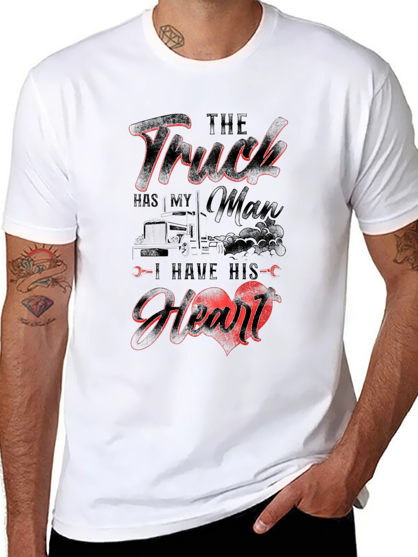 Truckers Man Heart Black T-Shirt