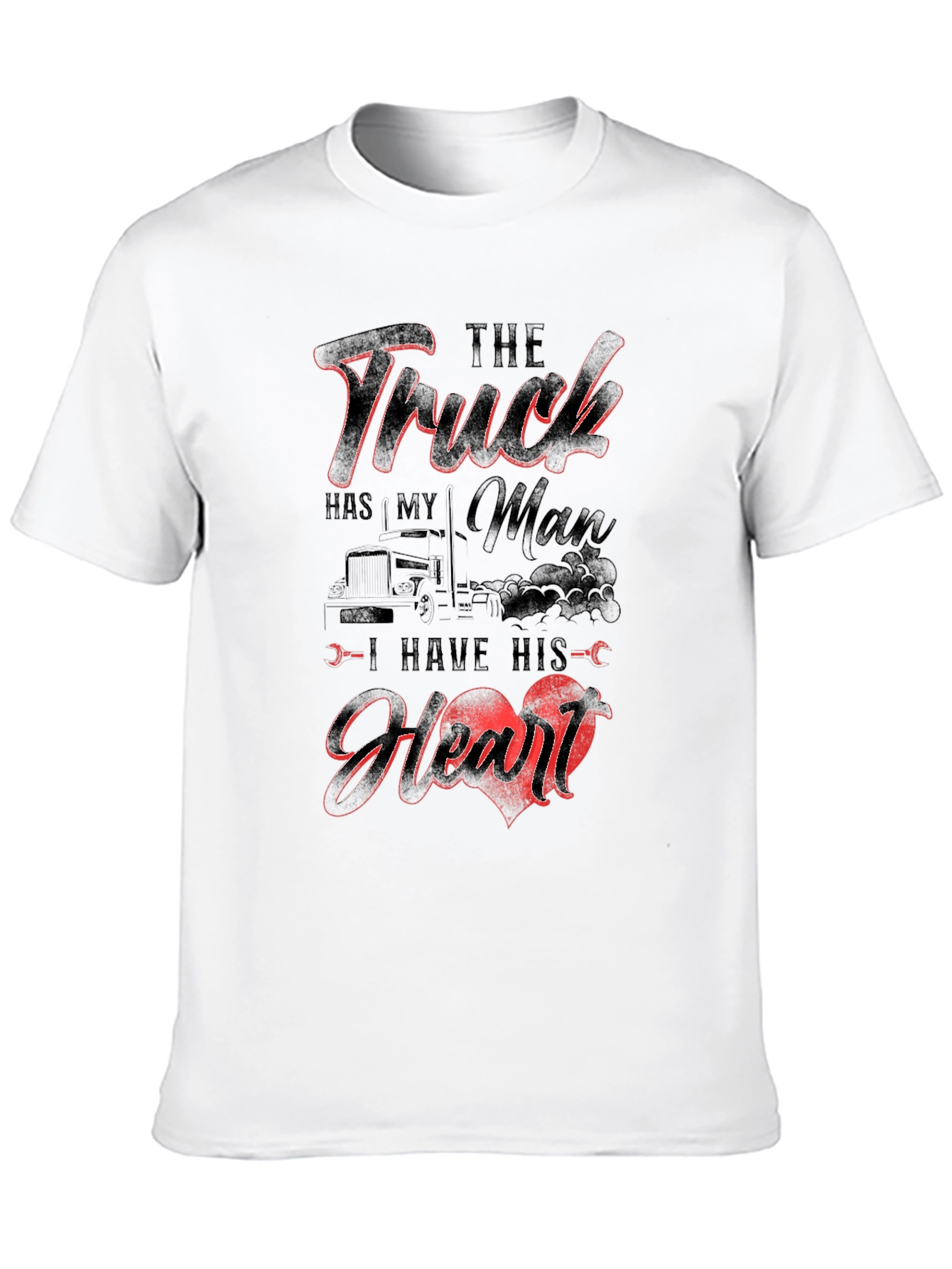 Truckers Man Heart Black T-Shirt