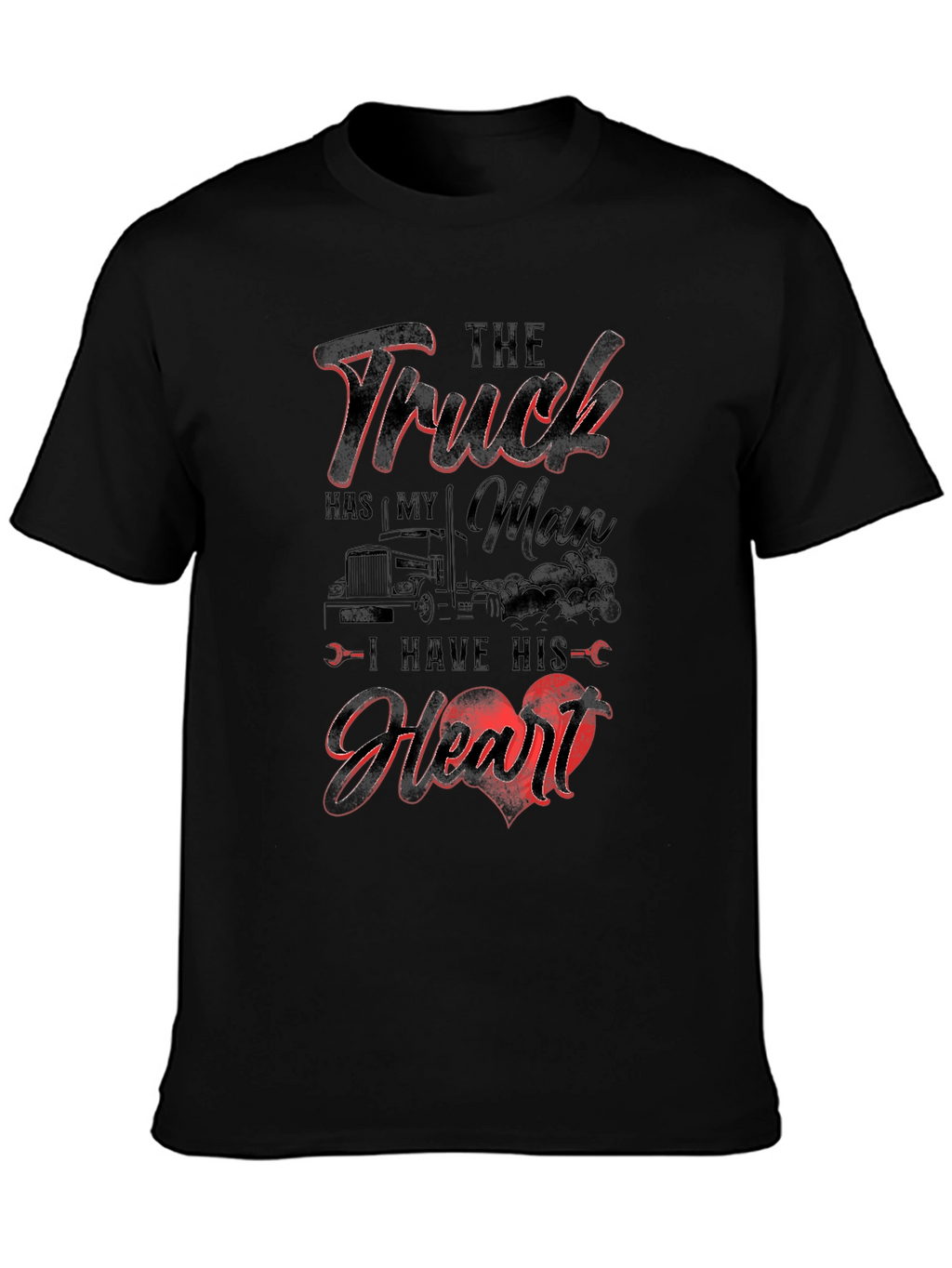 Truckers Man Heart Black T-Shirt