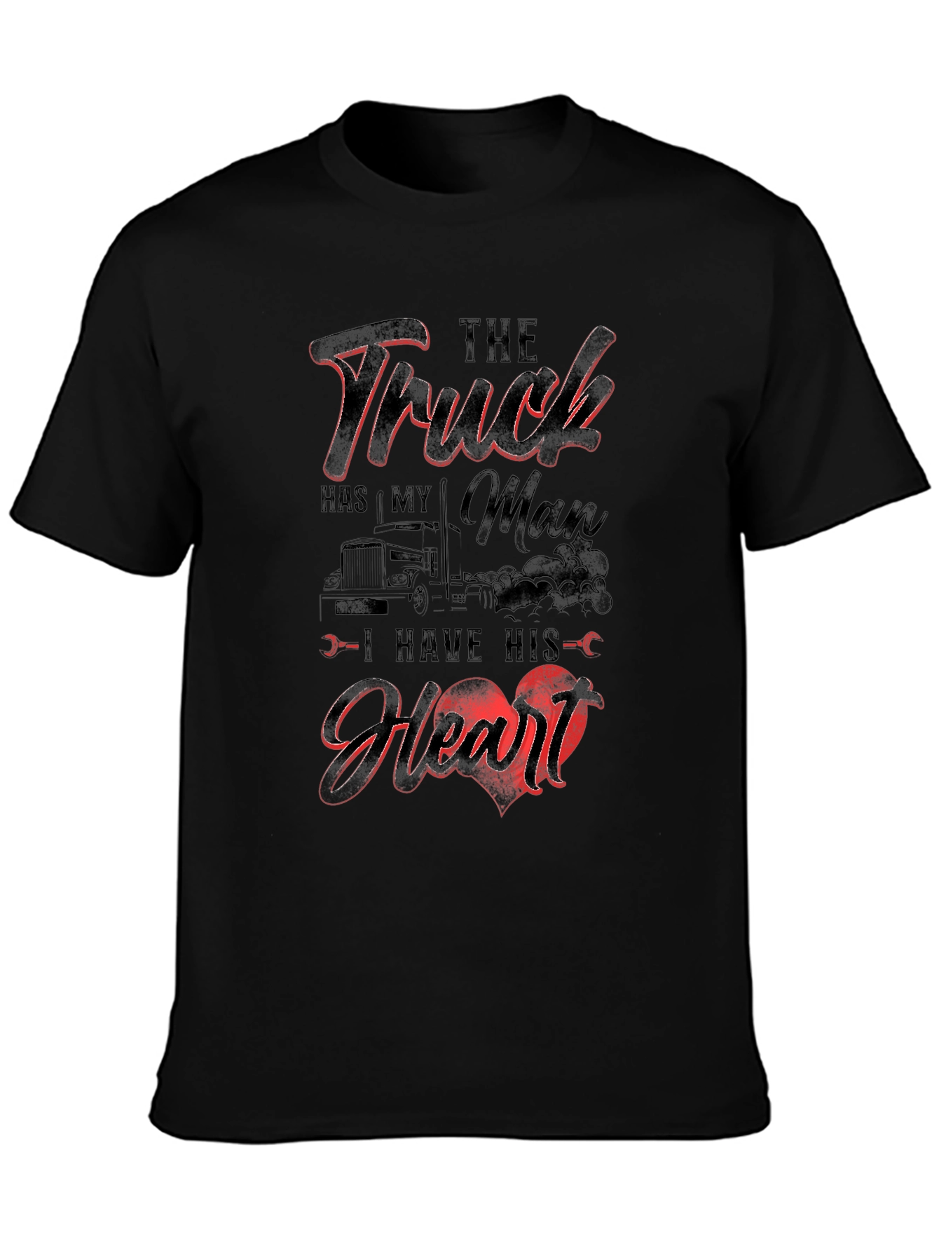 Truckers Man Heart Black T-Shirt