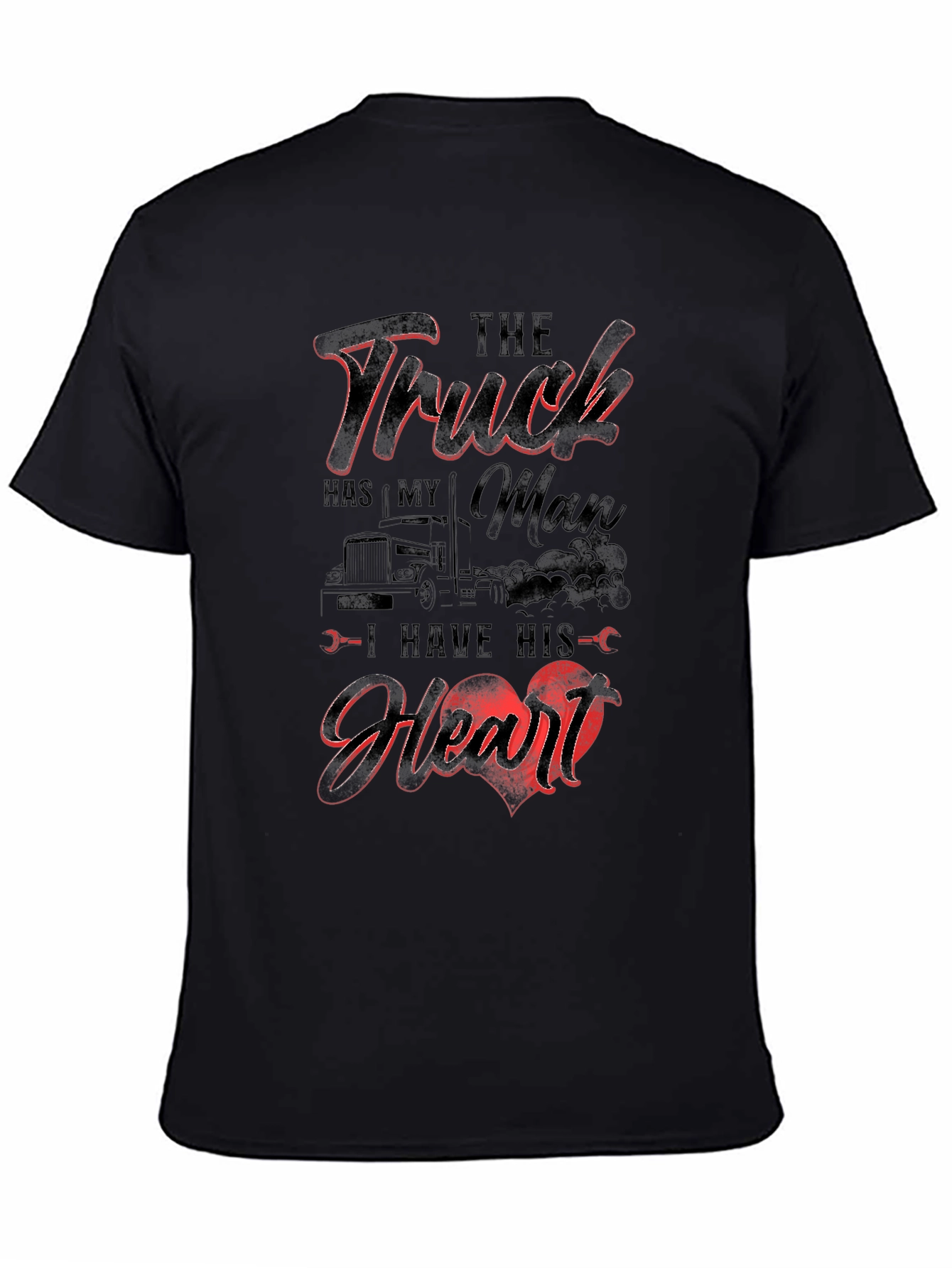 Truckers Man Heart Black T-Shirt