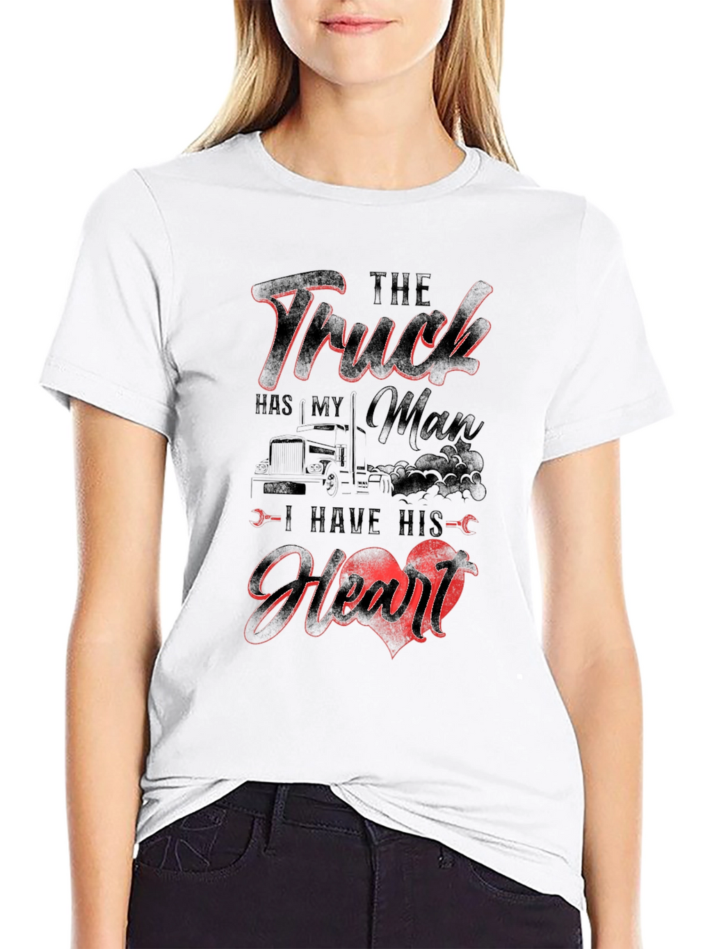 Truckers Man Heart Black T-Shirt