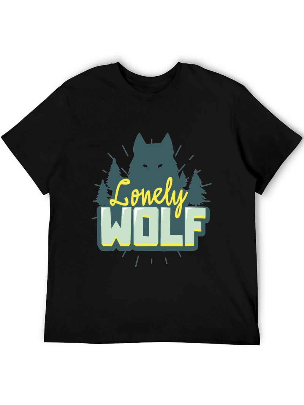 Lonely Wolf Graphic Tee - Nature Inspired Black T-Shirt