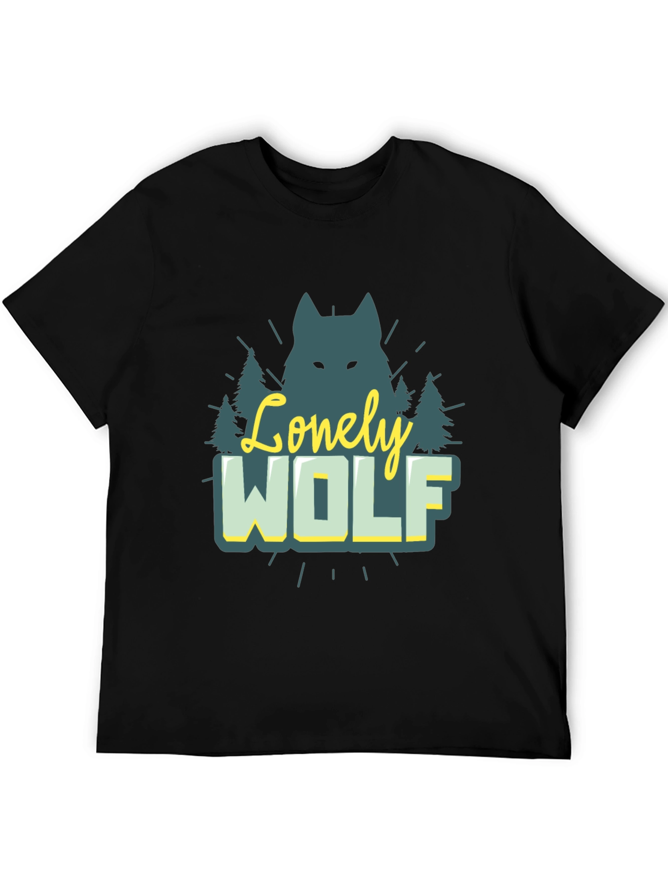 Lonely Wolf Graphic Tee - Nature Inspired Black T-Shirt
