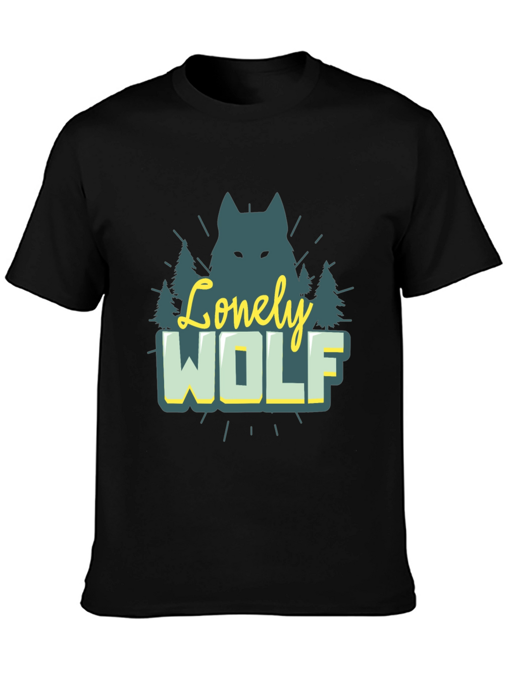 Lonely Wolf Graphic Tee - Nature Inspired Black T-Shirt