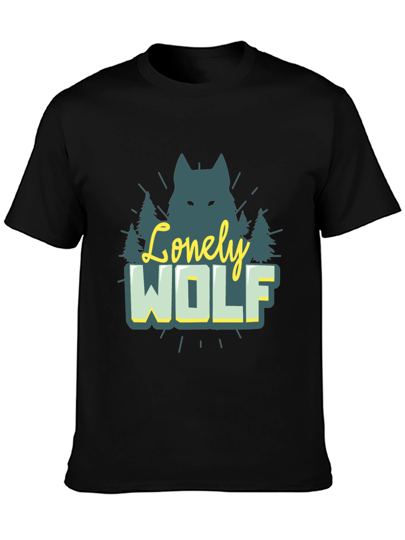 Lonely Wolf Graphic Tee - Nature Inspired Black T-Shirt